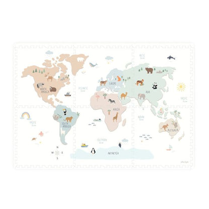 Tapis puzzel, boîte de rangement & mini maison - Worldmap