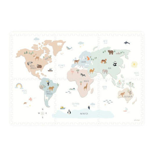 Tapis puzzel, boîte de rangement & mini maison - Worldmap