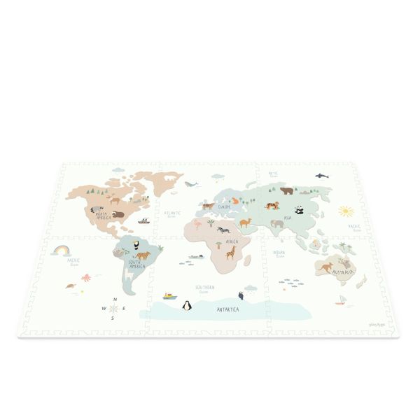 Tapis puzzel, boîte de rangement & mini maison - Worldmap