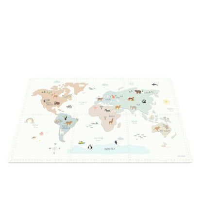 Tapis puzzel, boîte de rangement & mini maison - Worldmap