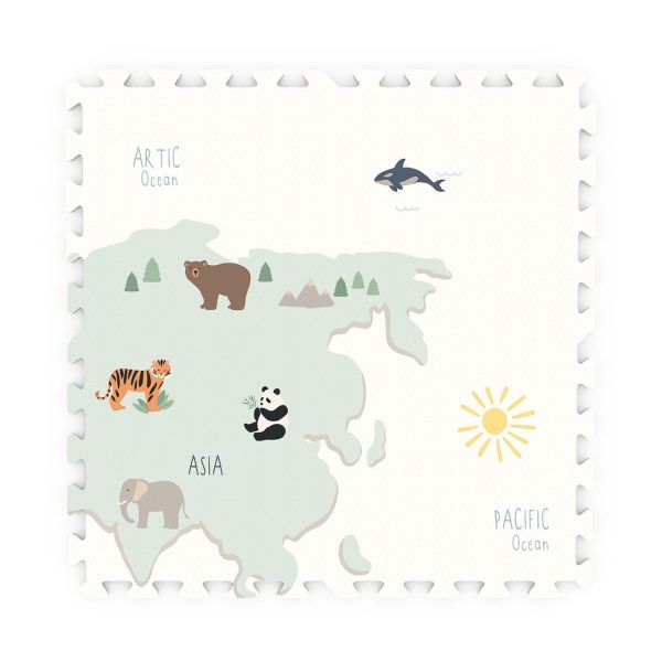 Tapis puzzel, boîte de rangement & mini maison - Worldmap