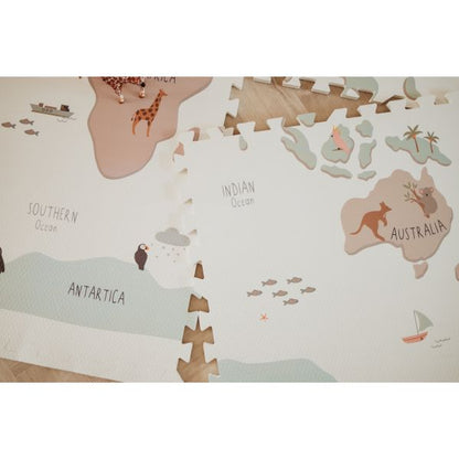 Tapis puzzel, boîte de rangement & mini maison - Worldmap