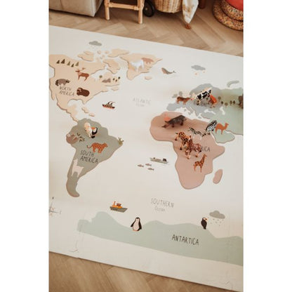 Tapis puzzel, boîte de rangement & mini maison - Worldmap